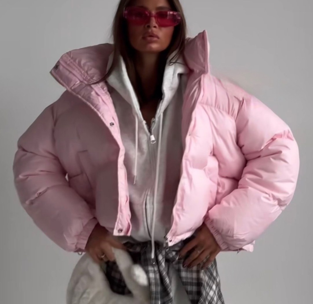 пуховик женский короткий,пуховик,куртка женская,женский пуховик,женская однотонная свободная куртка-пуховик