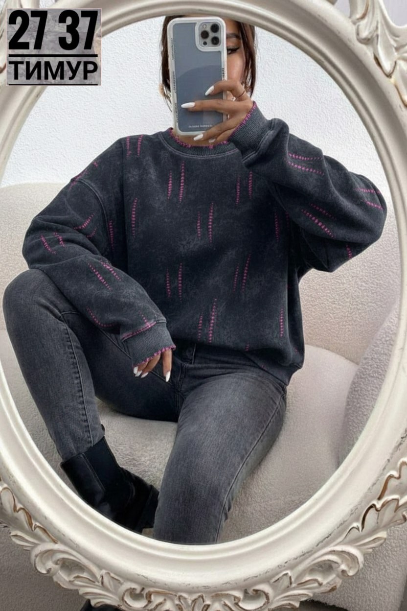 свитшот женский песочно-серый с дизайнерским принтом,свитшот оверсайз,стильный свитшот,женский свитшот,кофта женская