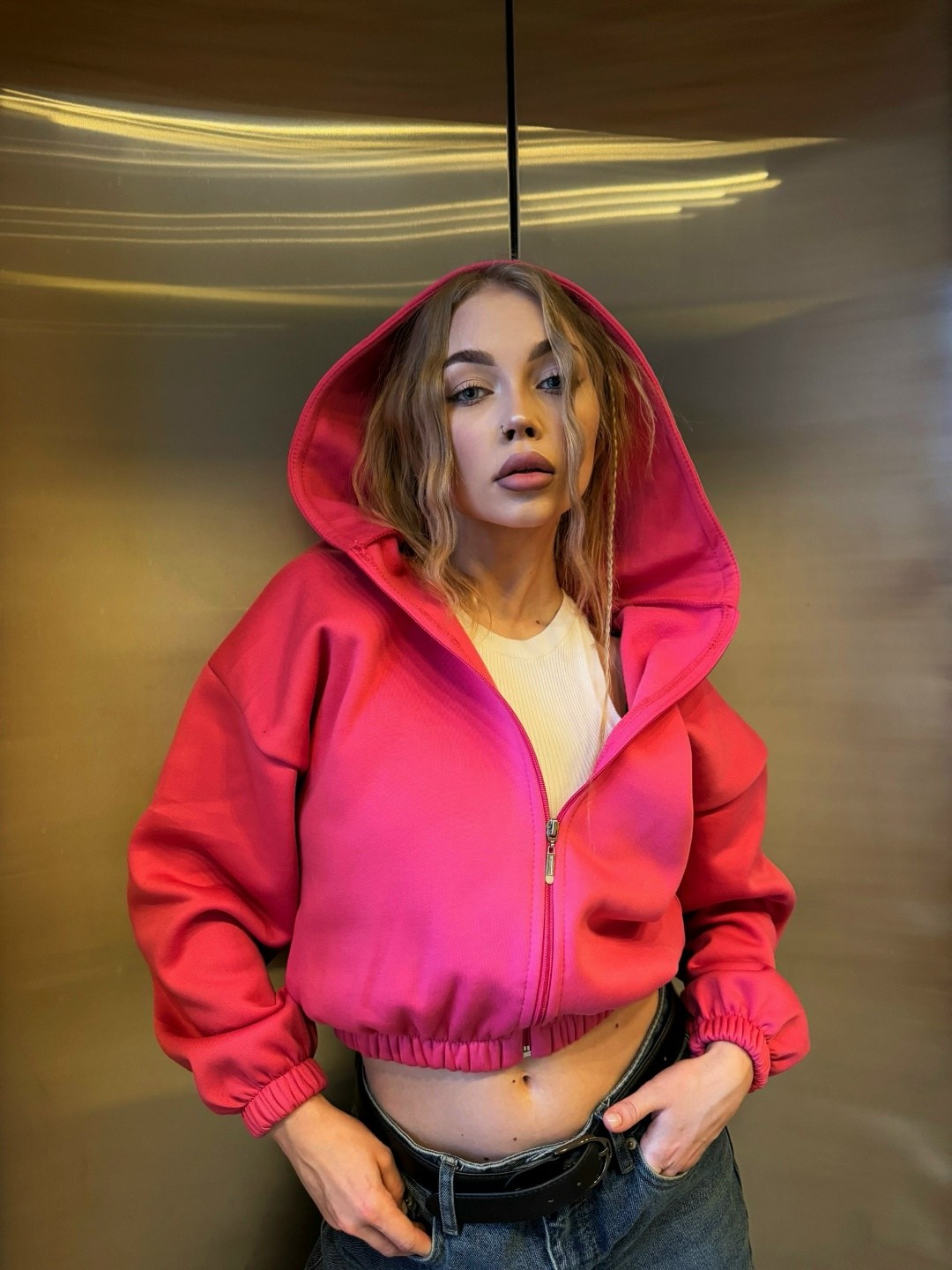 зип худи укороченная кофта на молнии с начесом amor fati,свитшот женская,оверсайз толстовка,худи укороченная кофта на молнии с начесом gh fashion цвет серый меланж,женское толстовка