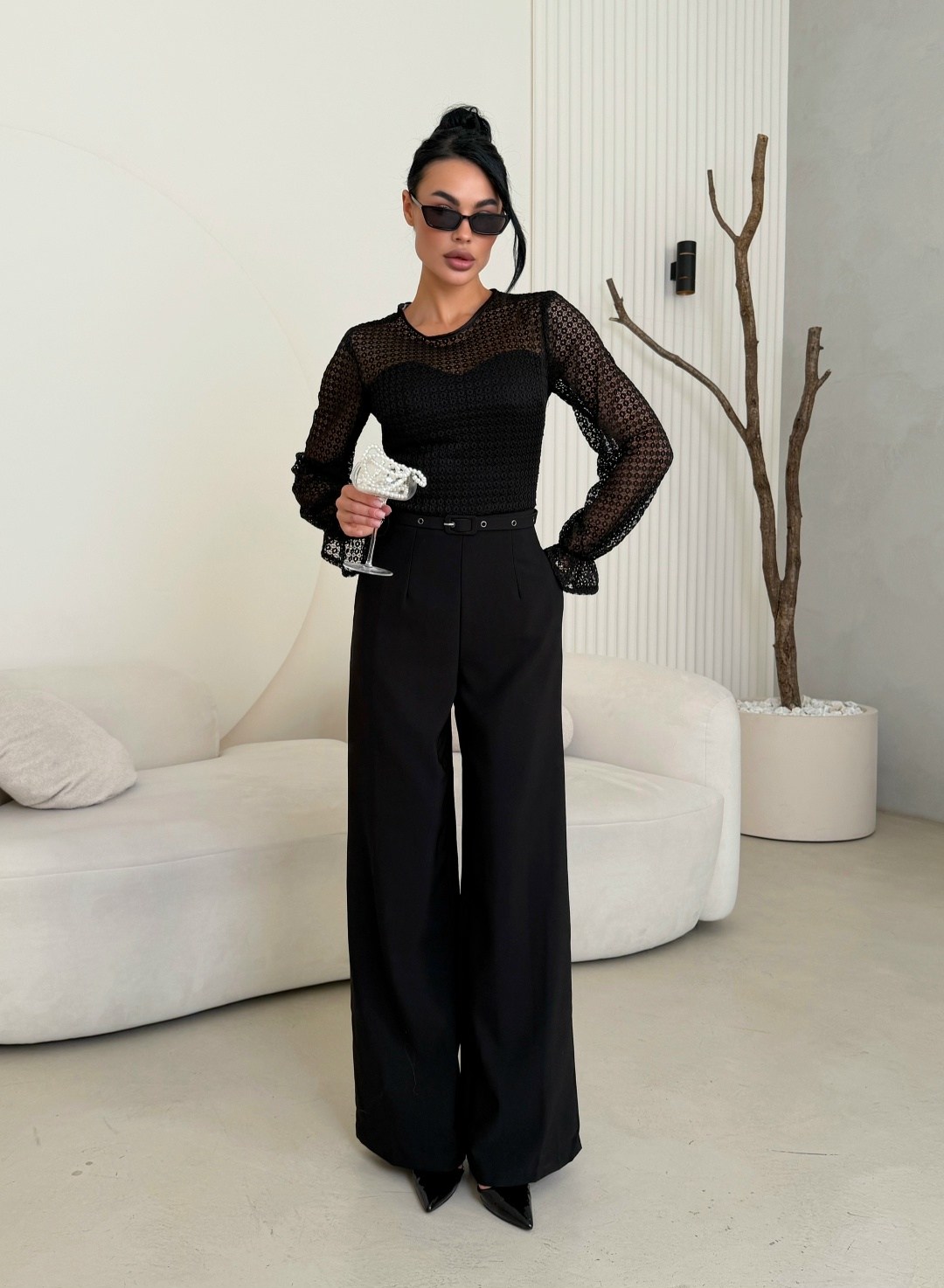 блузка "сидни" (черный),женская блуза,брюки классические,брюки широкие,блузки