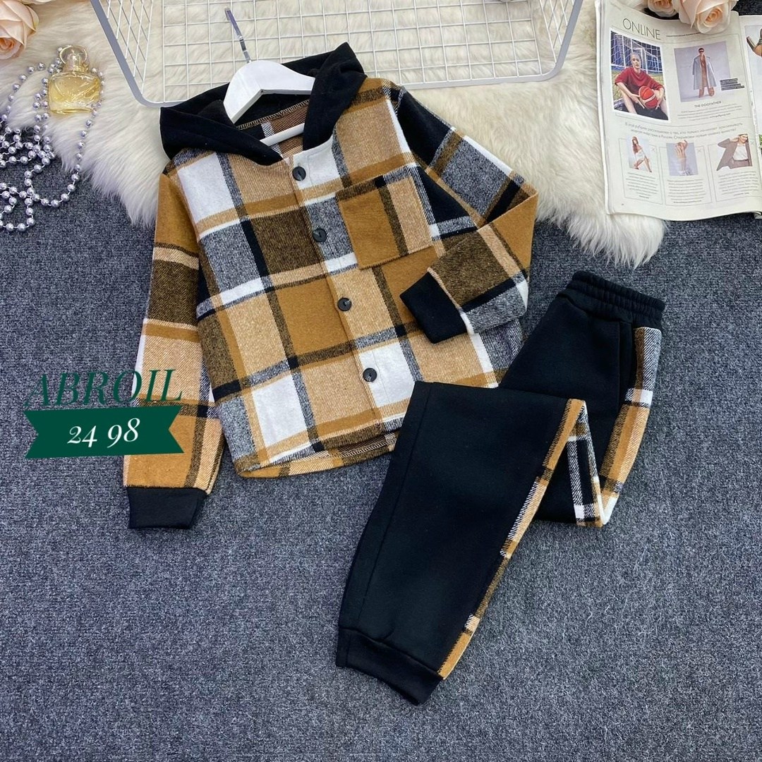 костюм двойка детский в клетку,костюм двойка детский в клетку арт. 684799,комплект костюм,спортивный детский костюм двойка на флисе,костюм трикотажный детский