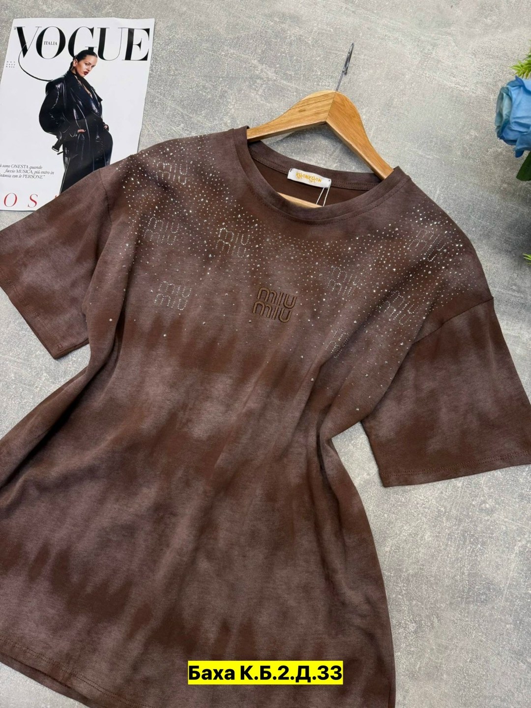 женская футболка,футболки модные,футболка хлопок,футболка,хлопковая футболка оверсайз с эффектом варенки miu