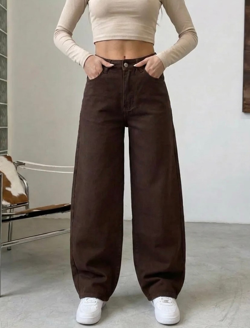 джинсы женский look of young коричневый палаццо,коричневые джинсы,коричневые джинсы женские широкие,женские коричневые джинсы,коричневые широкие джинсы