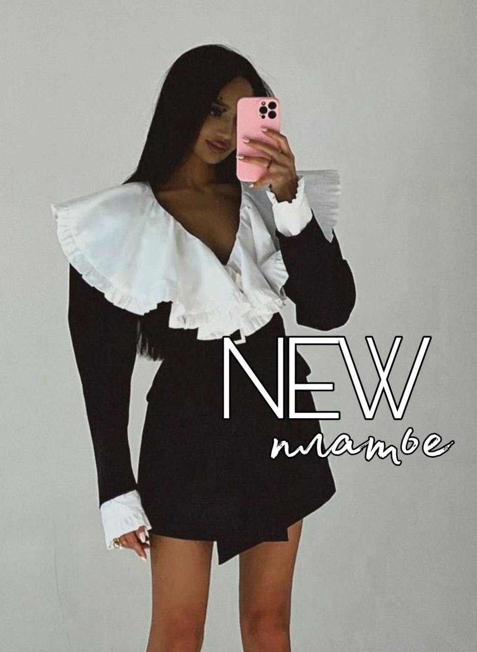 платье модное,платье с рюшами,черное платье с белым воротником,платье короткое женское черное с белым воротничком