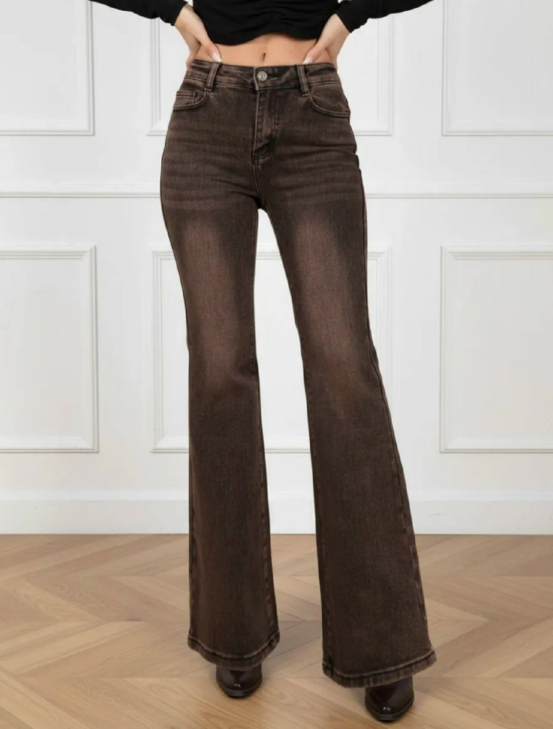 коричневые джинсы клеш женские,джинсы клеш женские,женские джинсы коричневые джинсовые расклешенные брюки,джинсы женский defeaco коричневый клеш,коричневые джинсы женские