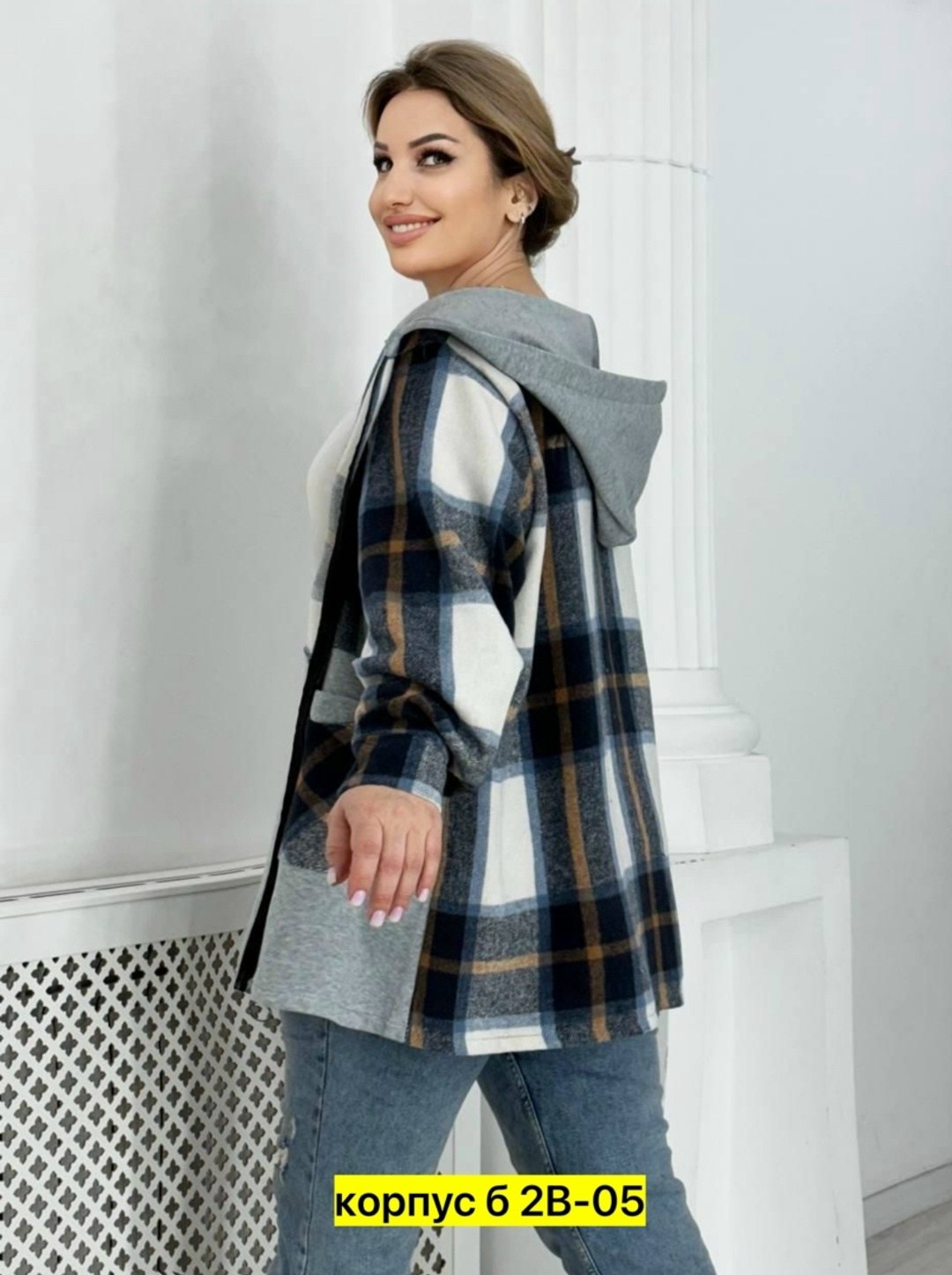 больших размеров,рубашка оверсайз теплая в клетку,кардиган,рубашка с капюшоном,кофта кардиган