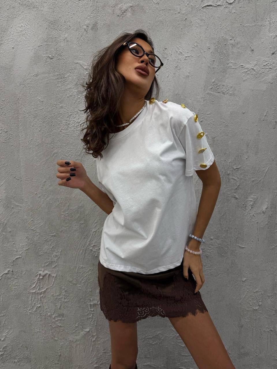 женская футболка,футболки для женщин,летние футболки,белая футболка,футболка с пуговицами