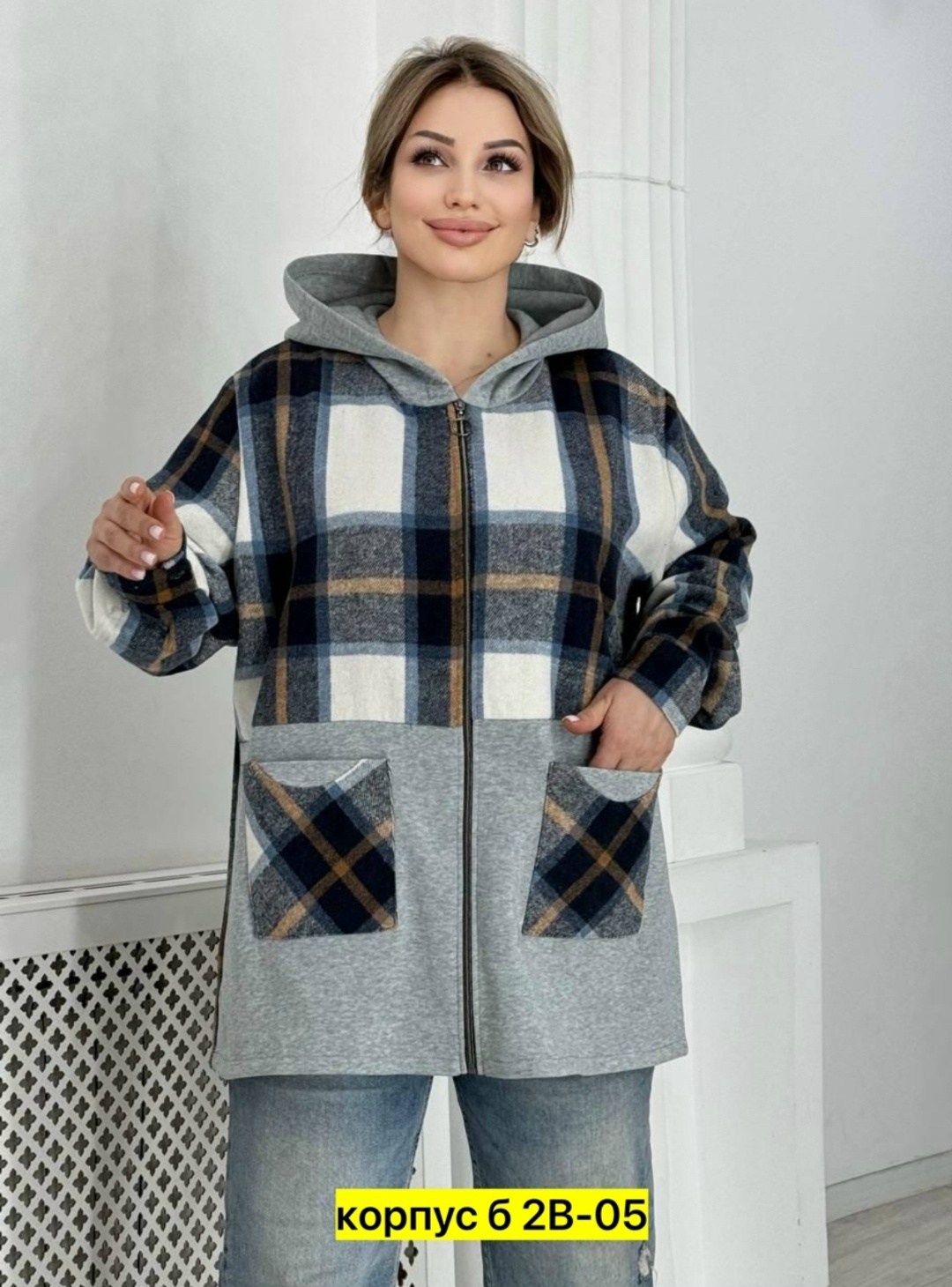 больших размеров,рубашка оверсайз теплая в клетку,кардиган,рубашка с капюшоном,кофта кардиган