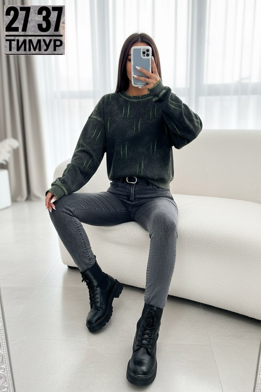 свитшот женский песочно-серый с дизайнерским принтом,свитшот оверсайз,стильный свитшот,женский свитшот,кофта женская