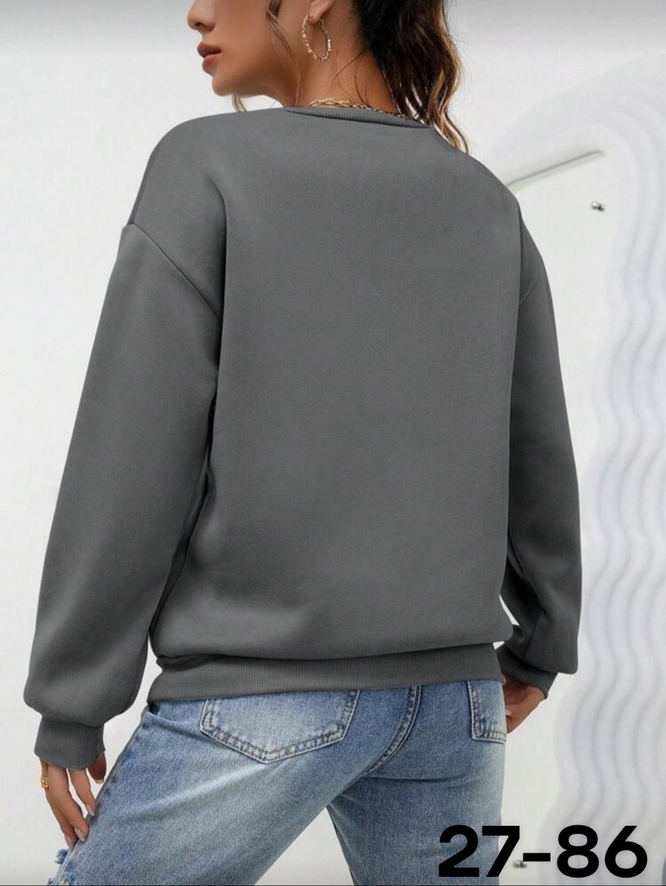 женский свитшот с круглым вырезом,свитшот оверсайз,женский свитшот,женский однотонный свитшот с круглым вырезом черный trendseninle,женская кофта