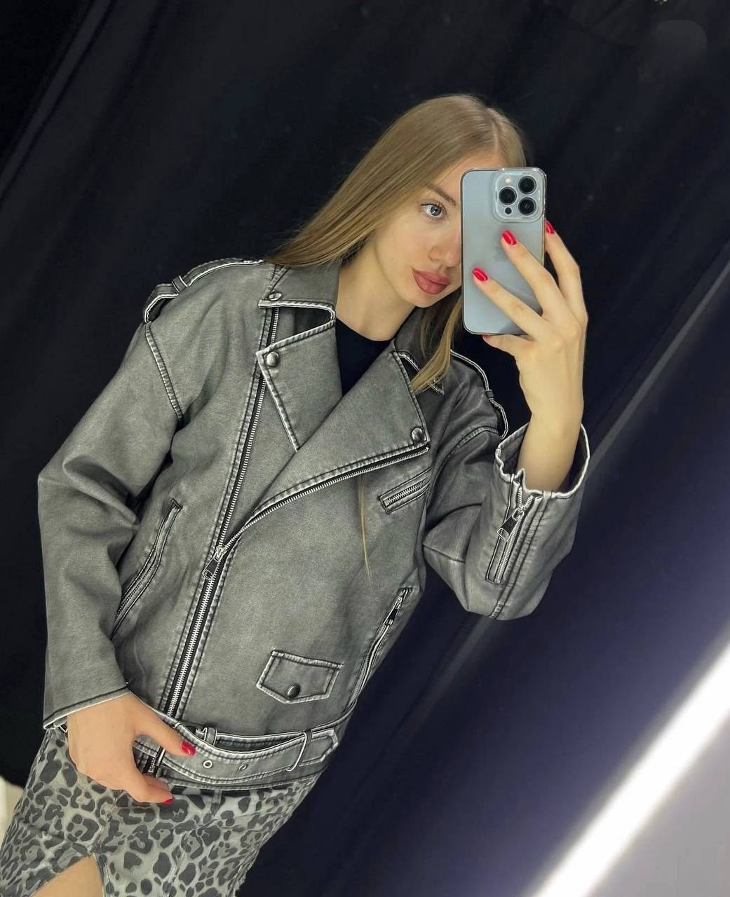 куртка косуха,куртка косуха женская из экокожи,косуха серая винтажная куртка кожаная оверсайз aftfbasic,кожаная куртка косуха,серая косуха