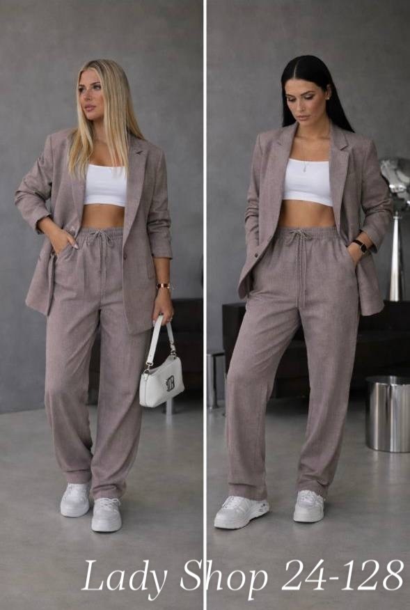 костюм брючный с пиджаком оверсайз savori,брючный костюм,женский брючный костюм,серый брючный костюм,костюм брючный классический