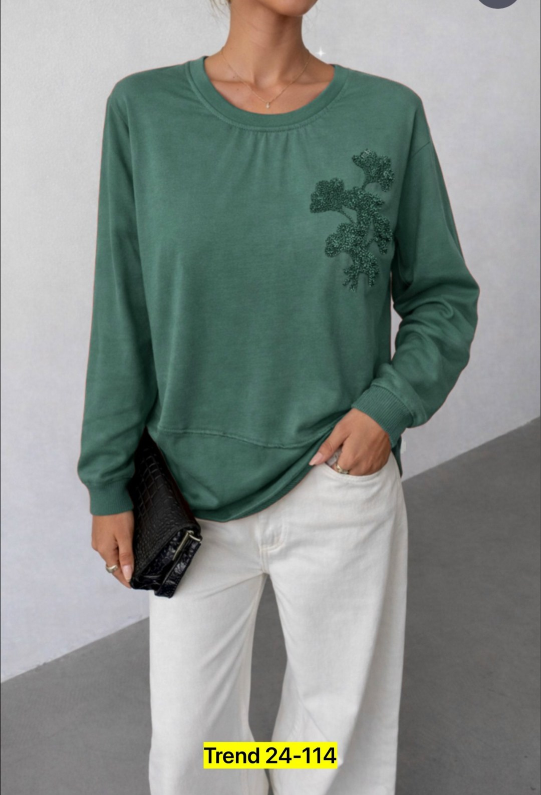 свитшот зеленый женский,женский свитшот,свитшот,свитшот с вышивкой,свитшот "адель"