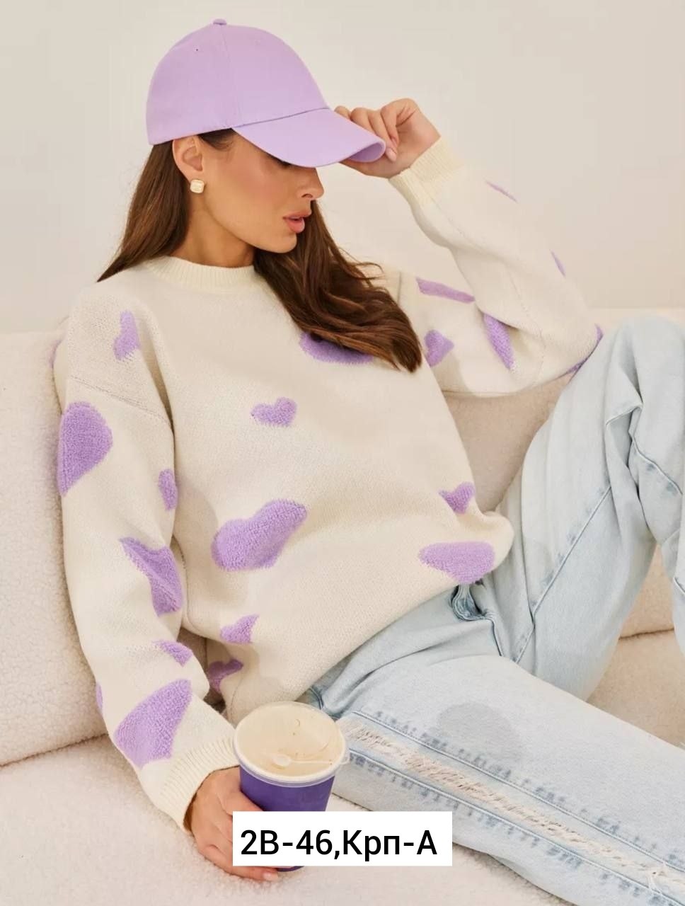женский свитер с принтом,свитер оверсайз с сердечками,свитера женские,уютный свитер,кофта женская