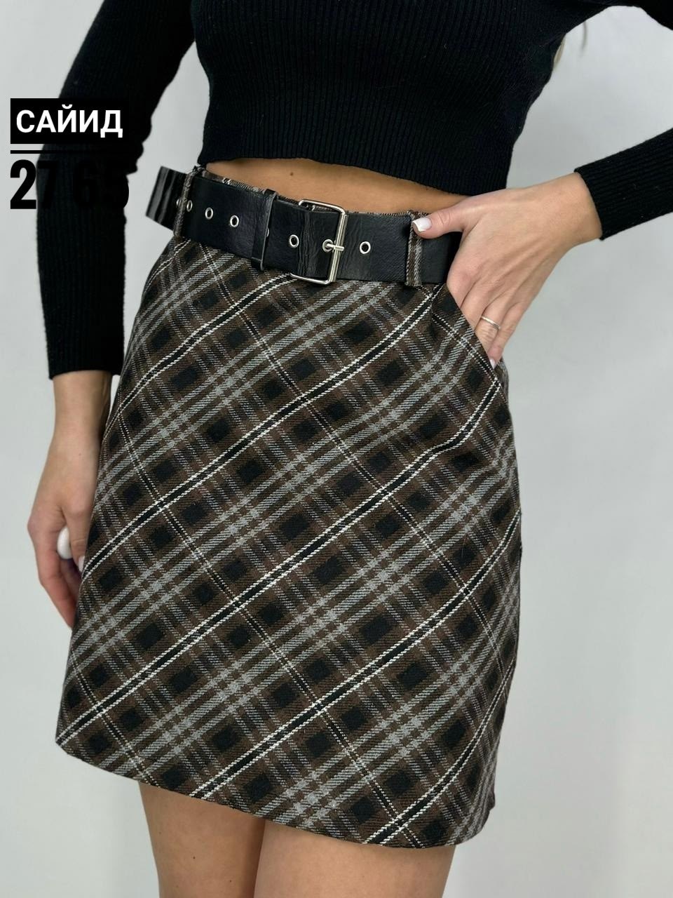 юбка женская мини твидовая в клетку la sorte,юбка в клетку,юбка женская в клетку,юбка,классическая юбка