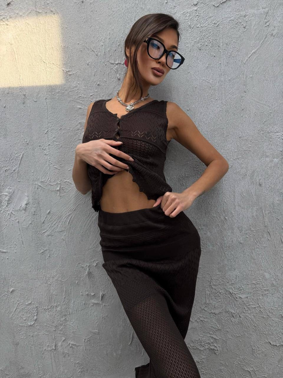 вязаные топы,вязаные костюмы,юбка и топ,ажурная юбка,костюм с юбкой