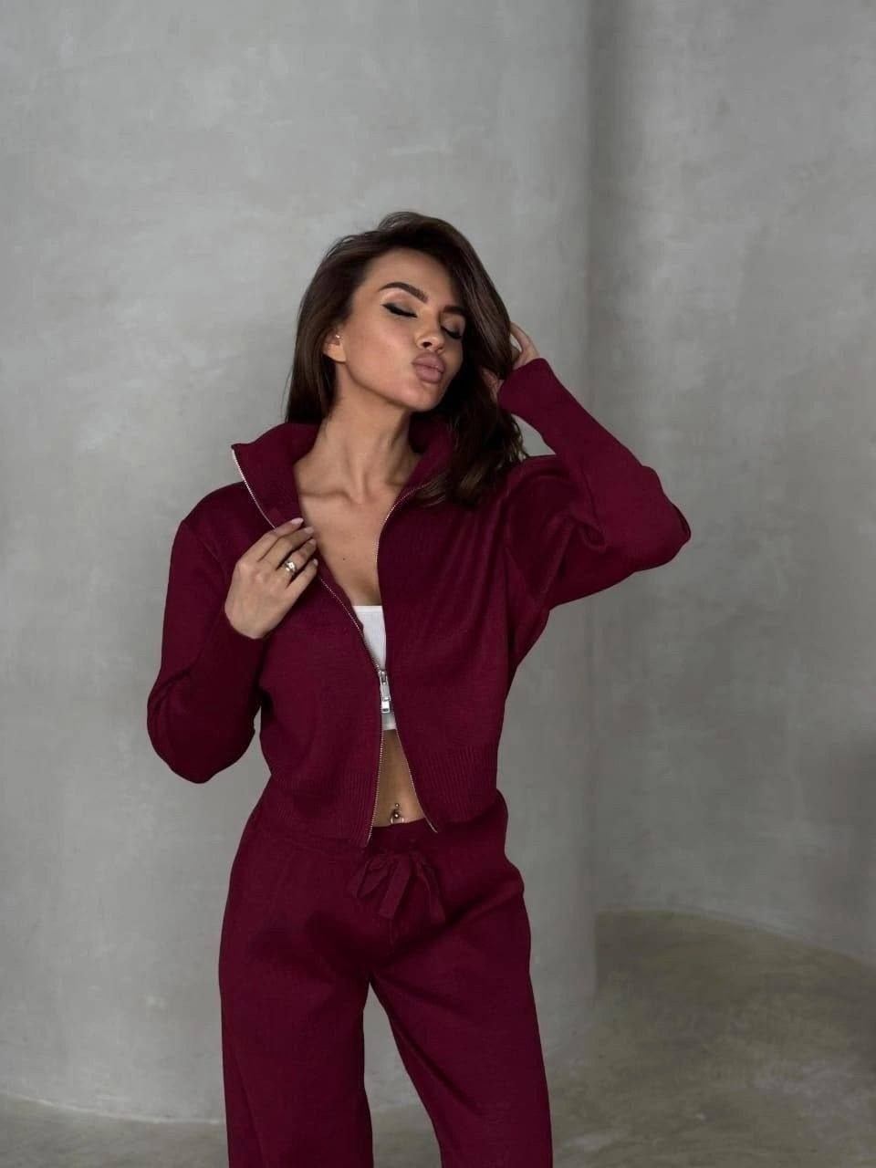 костюм трикотажный,костюм женский трикотажный,костюм вязаный трикотажный теплый с брюками jammy you,костюм трикотажный шоколад,костюм женский