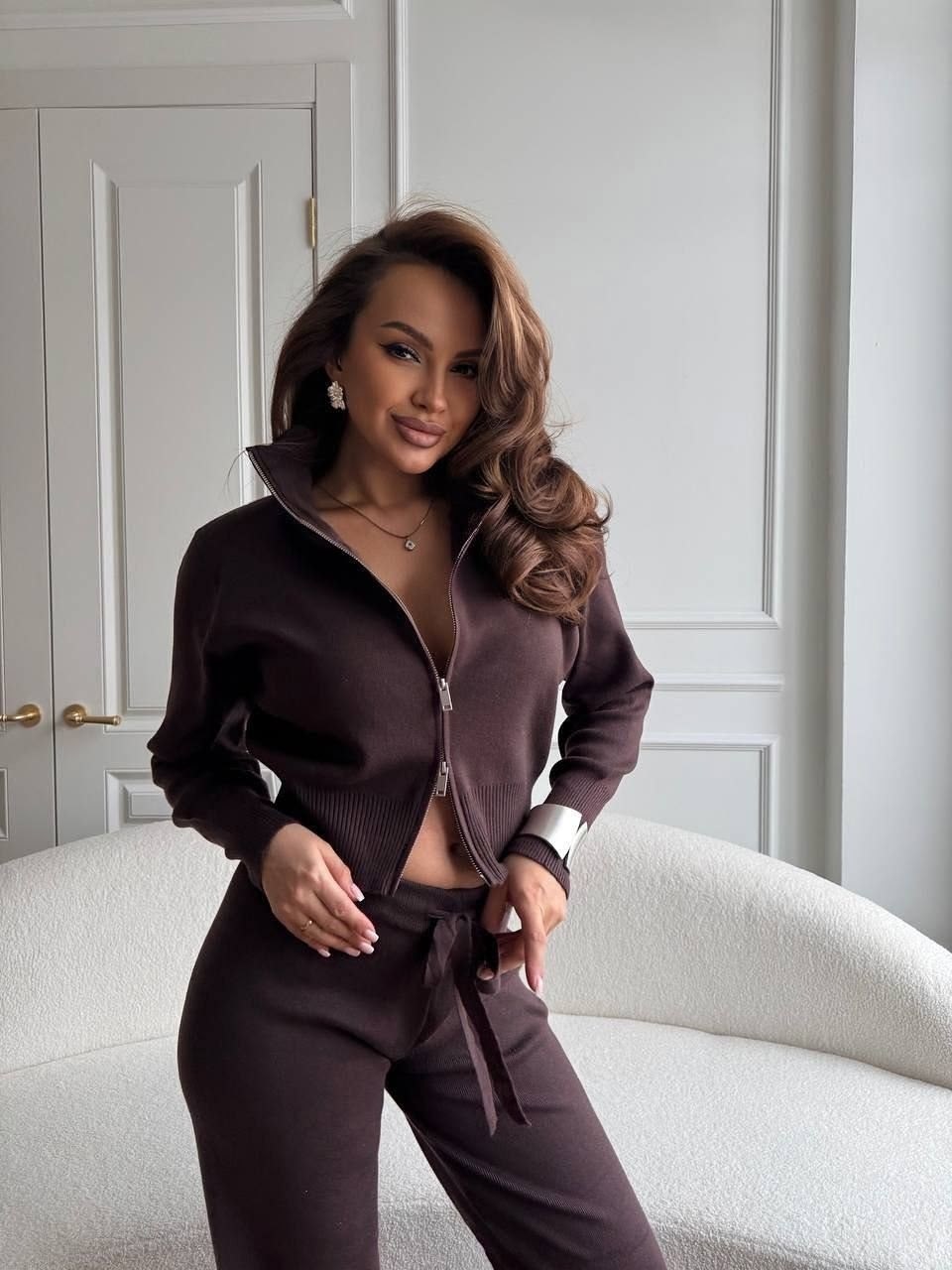 костюм трикотажный,костюм женский трикотажный,костюм вязаный трикотажный теплый с брюками jammy you,костюм трикотажный шоколад,костюм женский