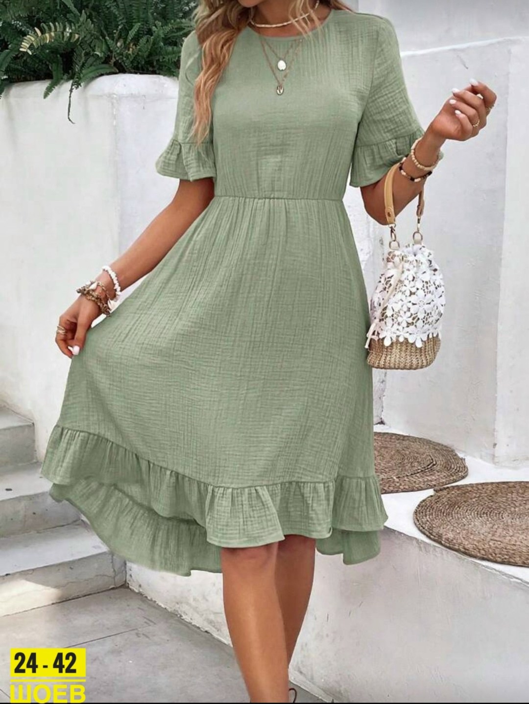 женское летнее платье,платье летнее,платье миди с воланами,платья платье летнее,платье длины миди