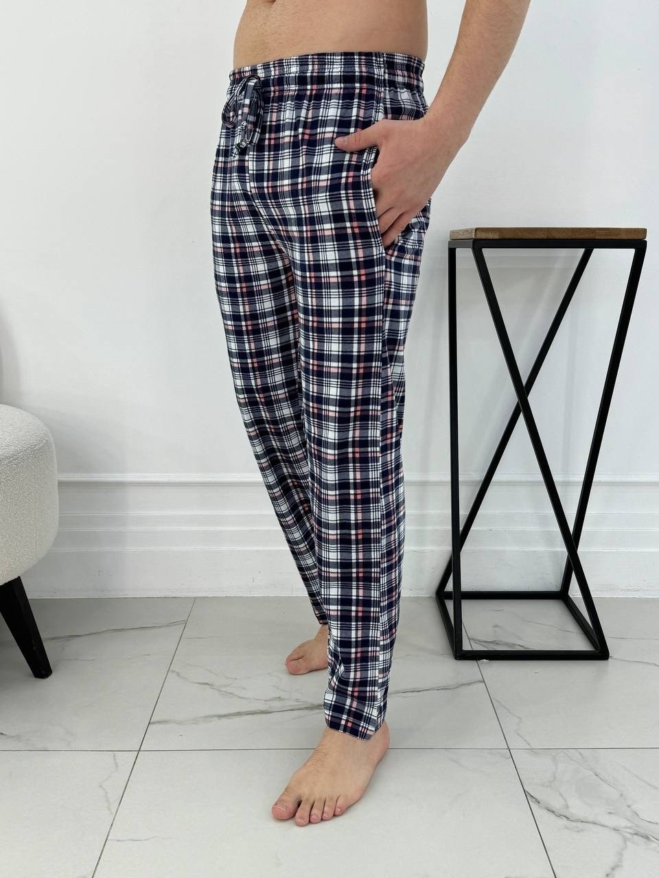 клетчатые пижамные штаны мужские,брюки домашние хлопок пижамные kalina-family,мужские домашние брюки,штаны в клетку,брюки пижамные мужские
