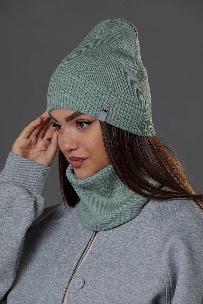 комплект шапки,шапка бини,комплект шапка снуд,шапка,комплект шапка со снуд midora-rus цвет серый