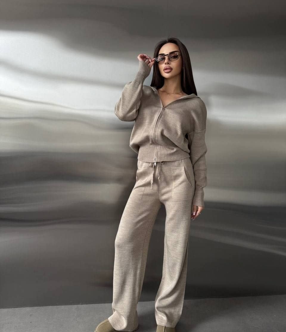 костюм трикотажный,костюм женский трикотажный,костюм вязаный трикотажный теплый с брюками jammy you,костюм трикотажный шоколад,костюм женский