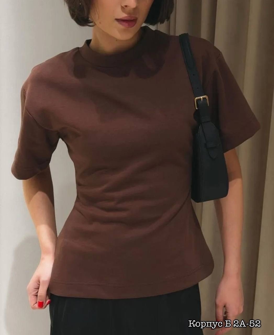 женская футболка,футболка базовая женская,базовая футболка,футболка шоколадного цвета женская,коричневая футболка женская