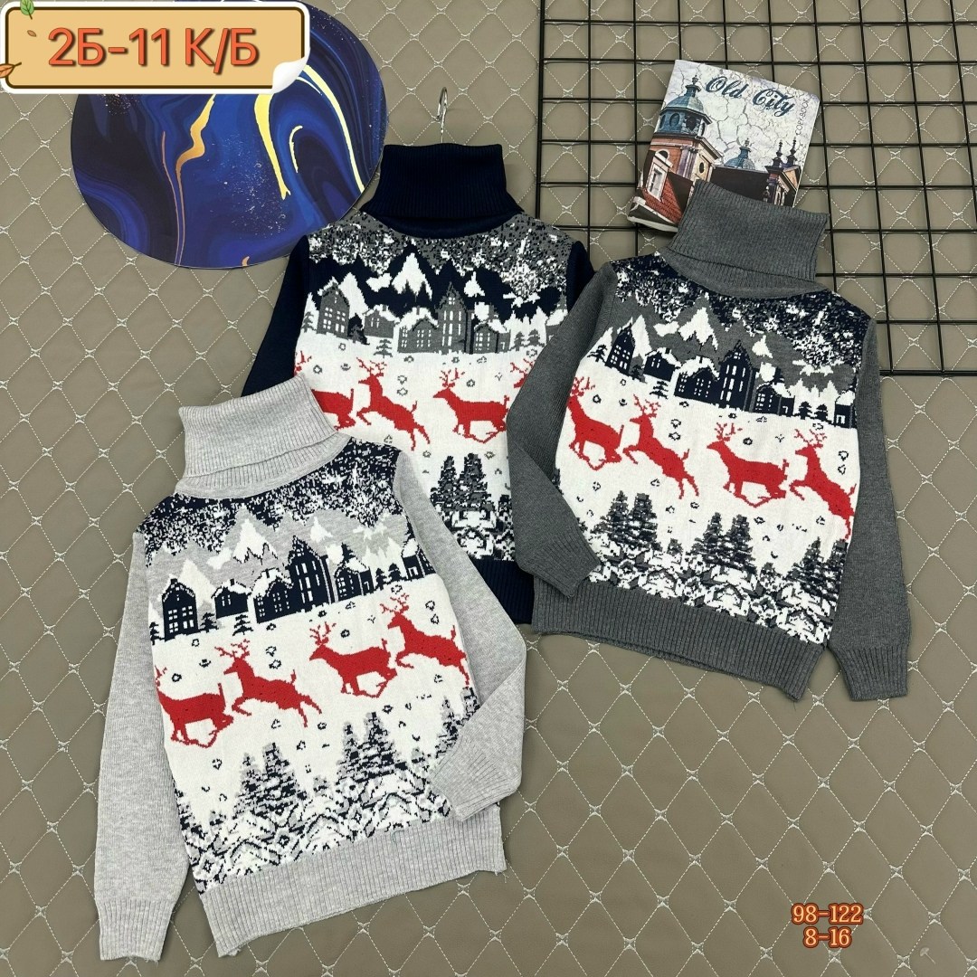 детский свитер с оленями и домиками для мальчиков pulltonic,dvora свитер с оленями/новогодний/детский,детский рождественский свитер для мальчиков pulltonic,свитер новогодний с горлом вязаный с оленями