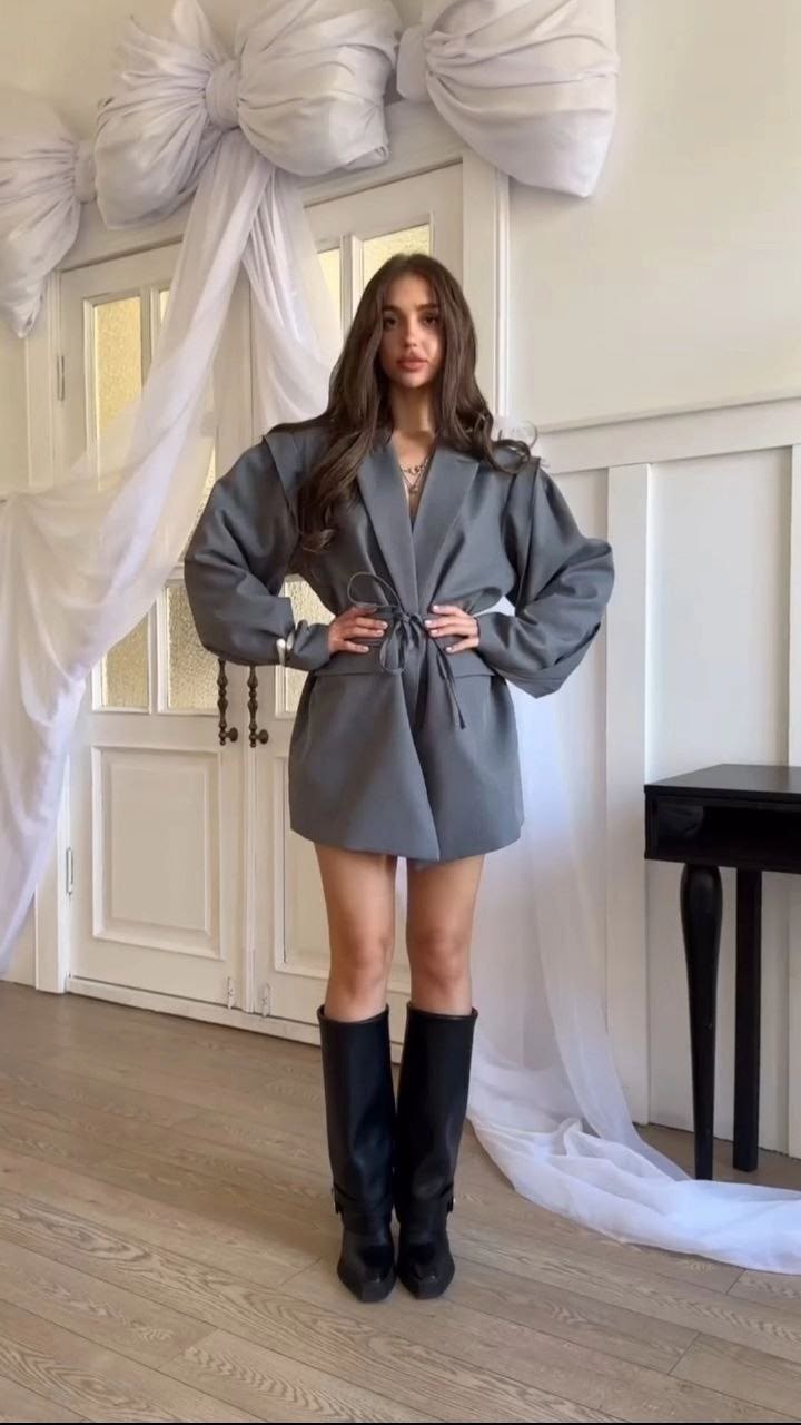 пиджак оверсайз удлиненный с завязками moddo store,пиджак оверсайз серый с поясом luna luminosa,пиджак оверсайз серый,пиджак оверсайз,женский пиджак оверсайз графит a.e.m. 248849258