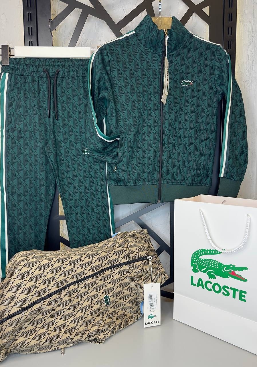 lacoste mens paris zip-up jacquard tracksuit in green,спортивный костюм lacoste,спортивные костюм,костюм lacoste мужской,lacoste олимпийка