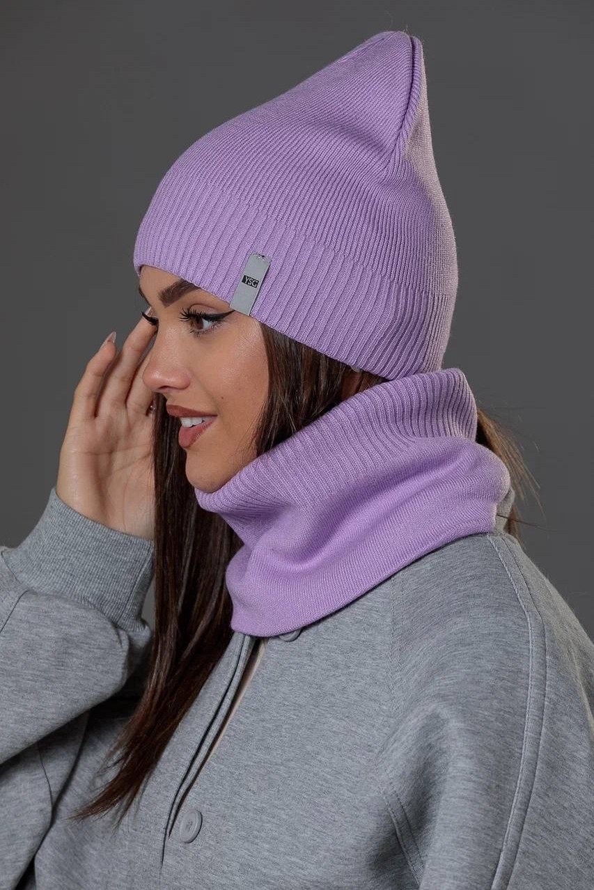 комплект шапки,шапка бини,комплект шапка снуд,шапка,комплект шапка со снуд midora-rus цвет серый