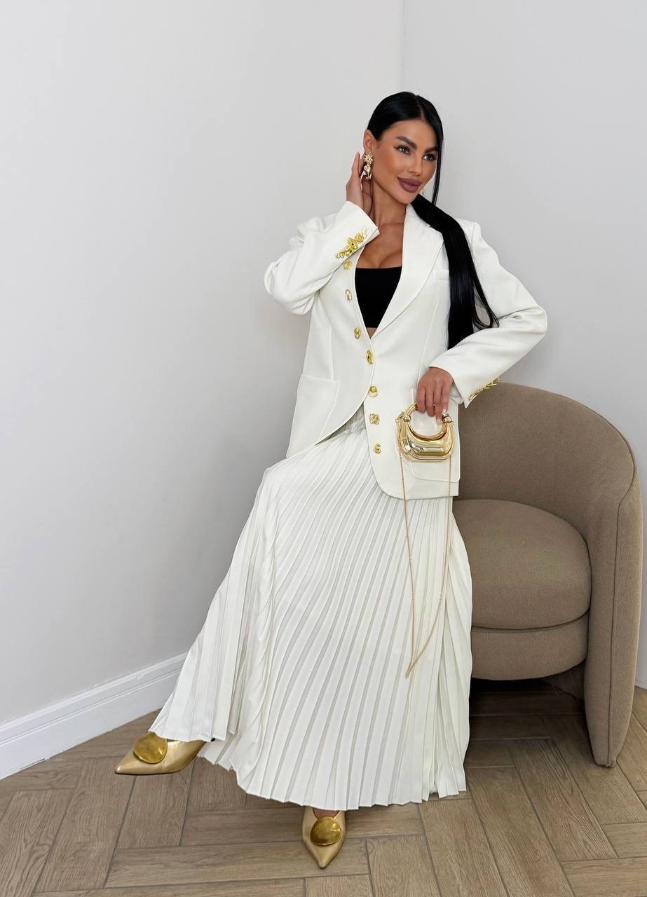 костюм пиджак и юбка плиссе emberens 283050248,костюм с юбкой,юбка плиссе,костюм пиджак с плиссированной юбкой вечерний emberens,костюм с юбкой женский
