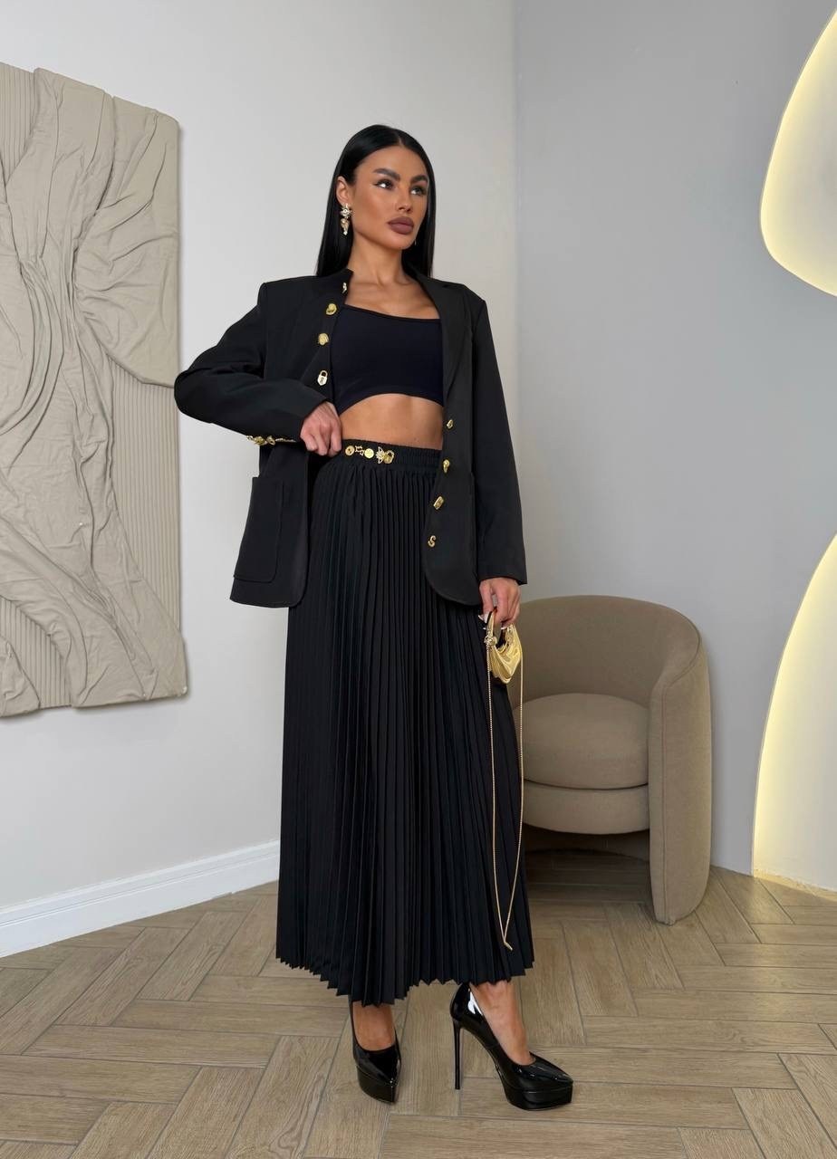 костюм пиджак и юбка плиссе emberens 283050248,костюм с юбкой,юбка плиссе,костюм пиджак с плиссированной юбкой вечерний emberens,костюм с юбкой женский