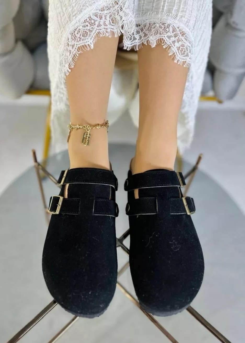 ,женские замшевые шлепанцы в стиле ретро,замшевые сабо,замшевые мюли,сабо женские