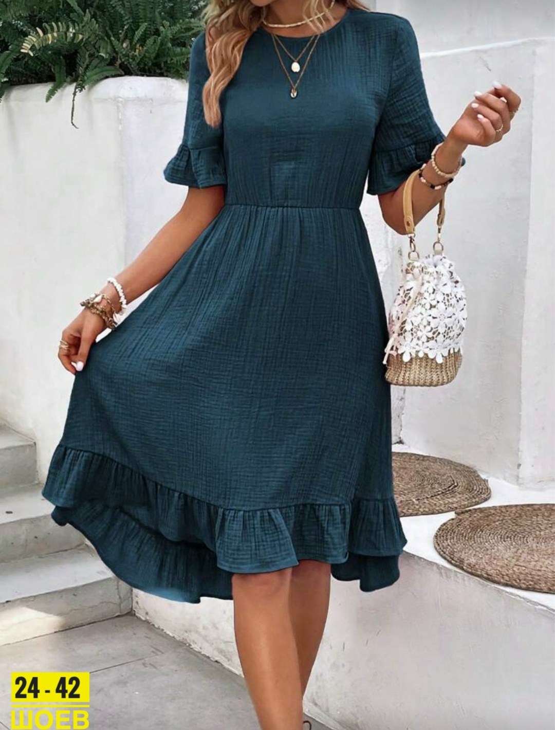 женское летнее платье,платье летнее,платье миди с воланами,платья платье летнее,платье длины миди