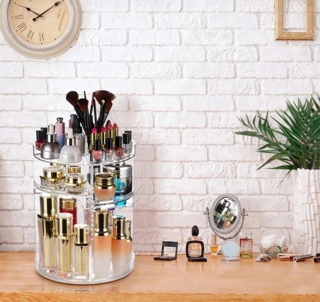 вращающийся органайзер для косметики,органайзер для хранения косметики вращающийся,для косметики органайзер,прозрачный органайзер для косметики,органайзер для xранения косметики