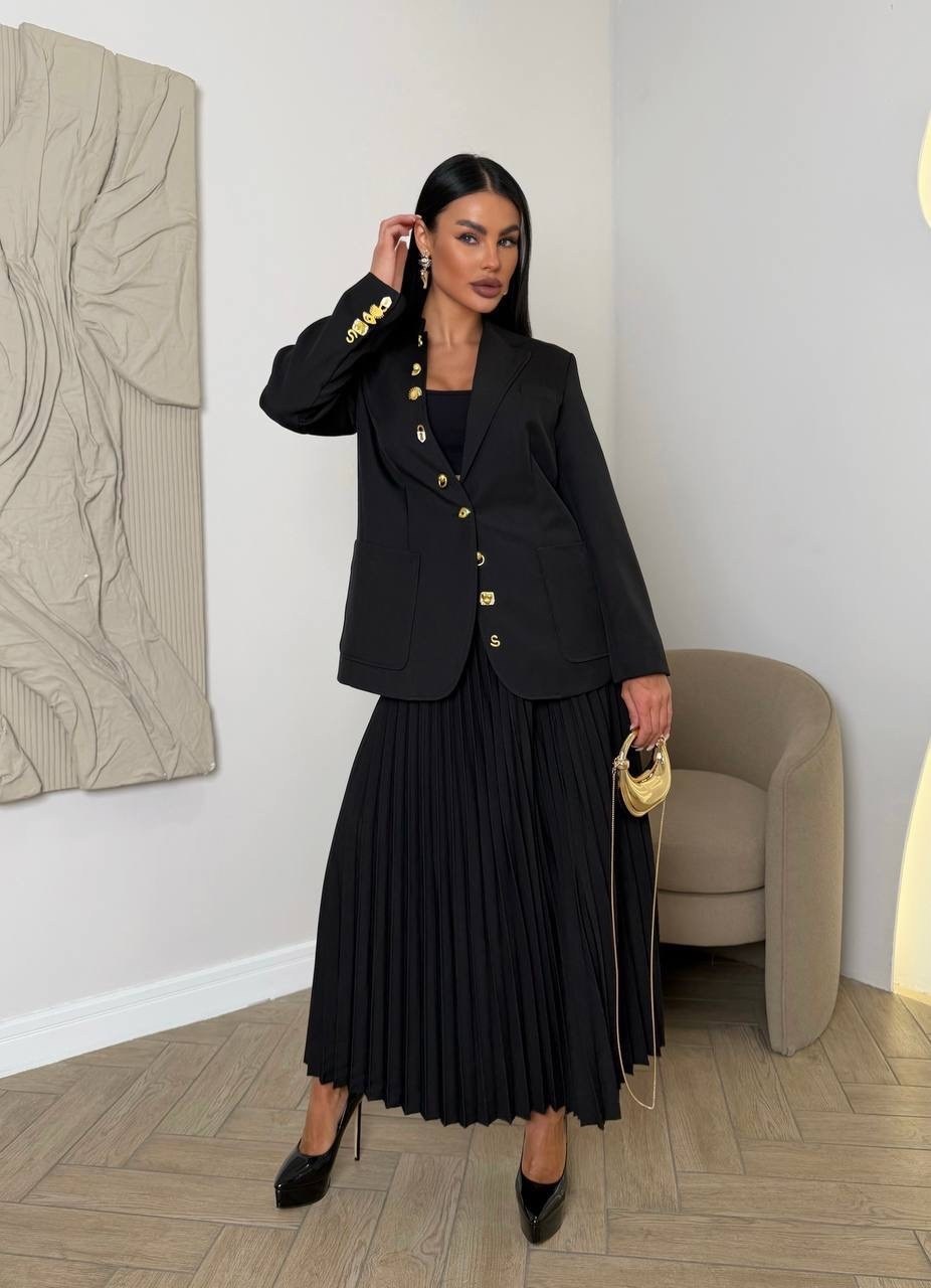 костюм пиджак и юбка плиссе emberens 283050248,костюм с юбкой,юбка плиссе,костюм пиджак с плиссированной юбкой вечерний emberens,костюм с юбкой женский