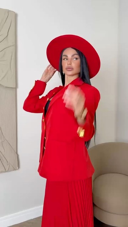 элегантный костюм,женский костюм,деловой костюм,женский брючный костюм-двойка,костюм dilanavip 1993 красный