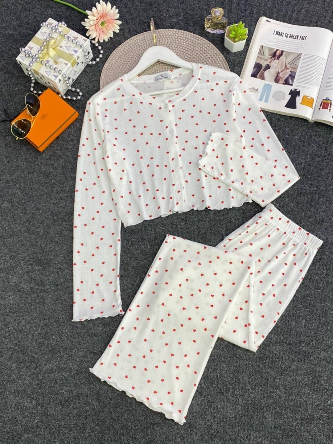 пижама со штанами с принтом ysense,пижама женская,пижама со штанами с принтом ysense 256770276,женский пижамный комплект,комплект пижама