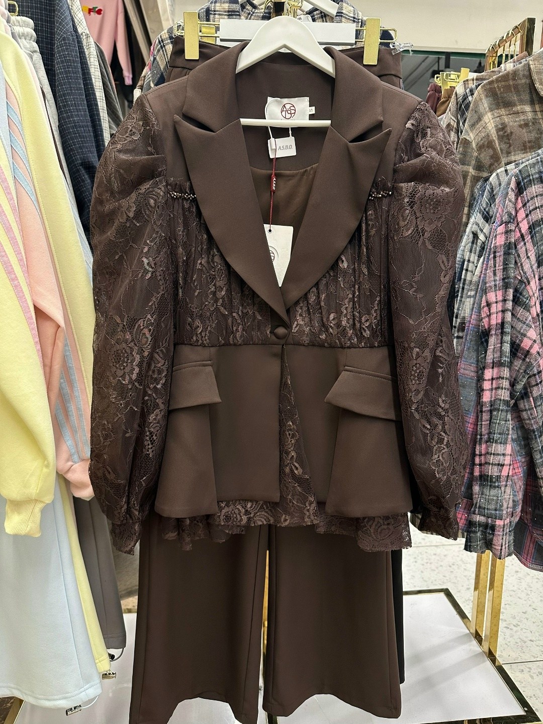 женский брючный костюм двойка,женский дизайнерский костюм элегантный кружевной блейзер и брюки-клеш,костюм женский,костюм с брюками,костюм