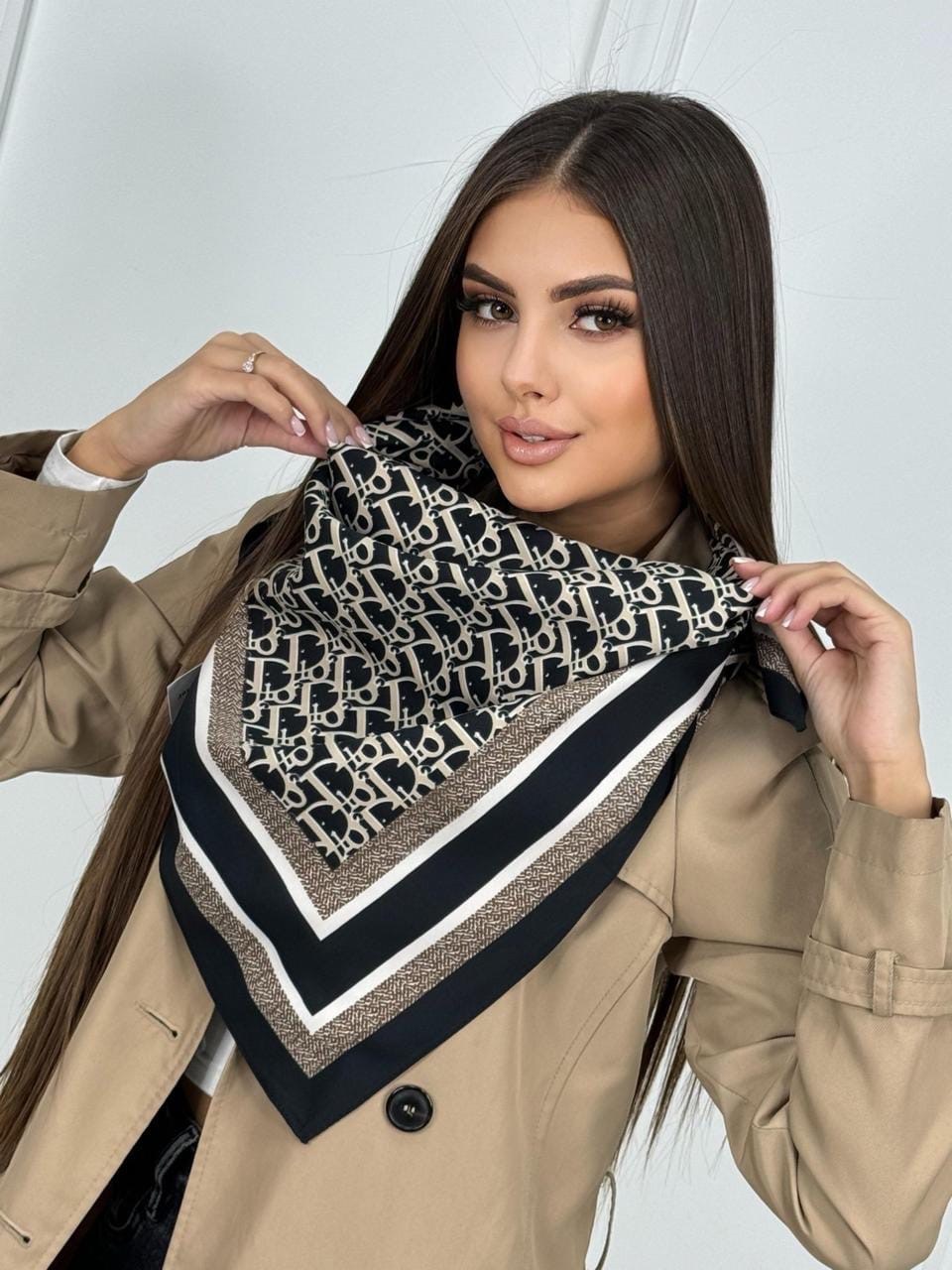 брендовый платок,платки женские,платок dior из шелка,платок шелковый женский,стильные платки