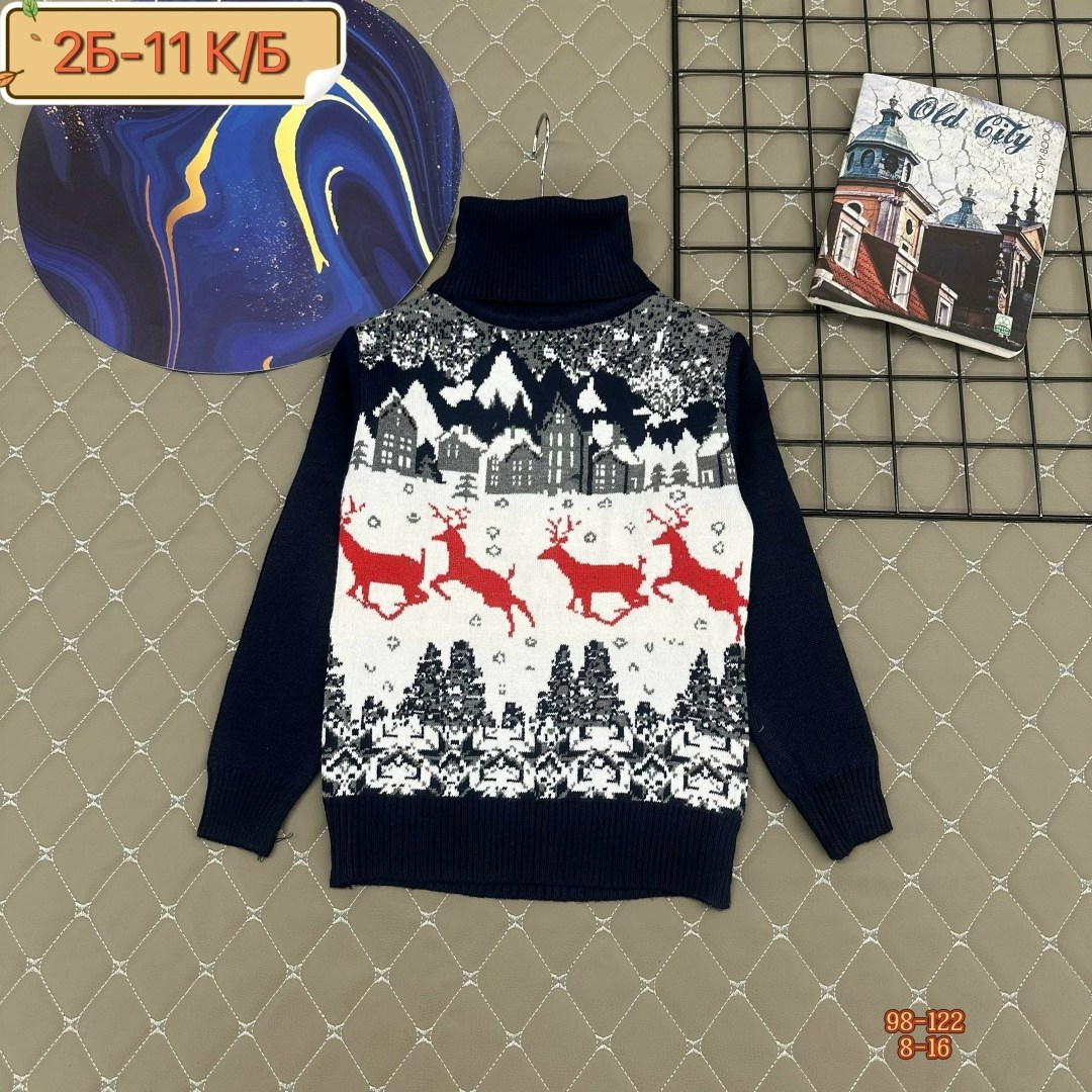 детский свитер с оленями и домиками для мальчиков pulltonic,dvora свитер с оленями/новогодний/детский,детский рождественский свитер для мальчиков pulltonic,свитер новогодний с горлом вязаный с оленями