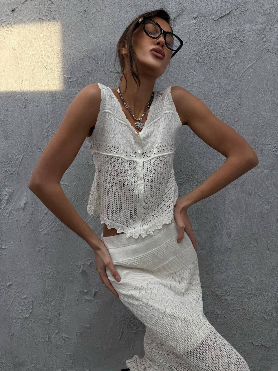 вязаные топы,вязаные костюмы,юбка и топ,ажурная юбка,костюм с юбкой