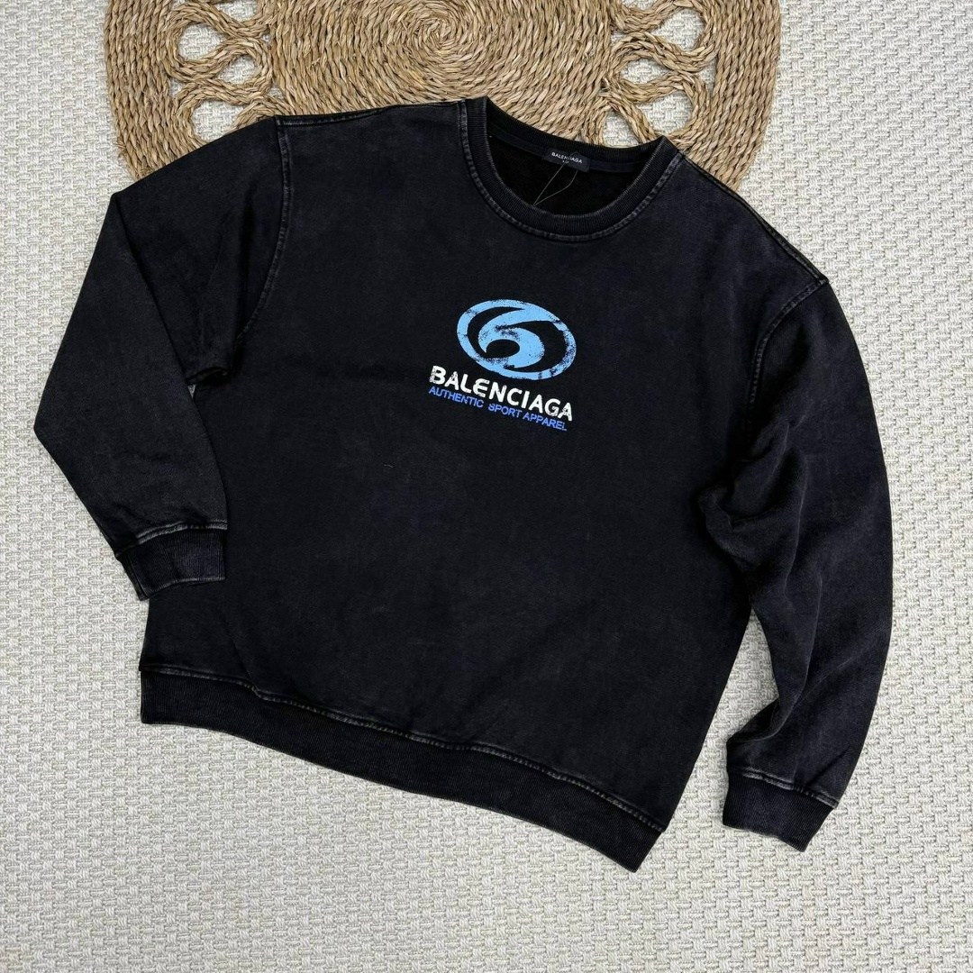 антрацитовый свитшот с логотипом balenciaga,свитшот balenciaga,кофта balenciaga,мужские свитшоты,джемпер свитшот
