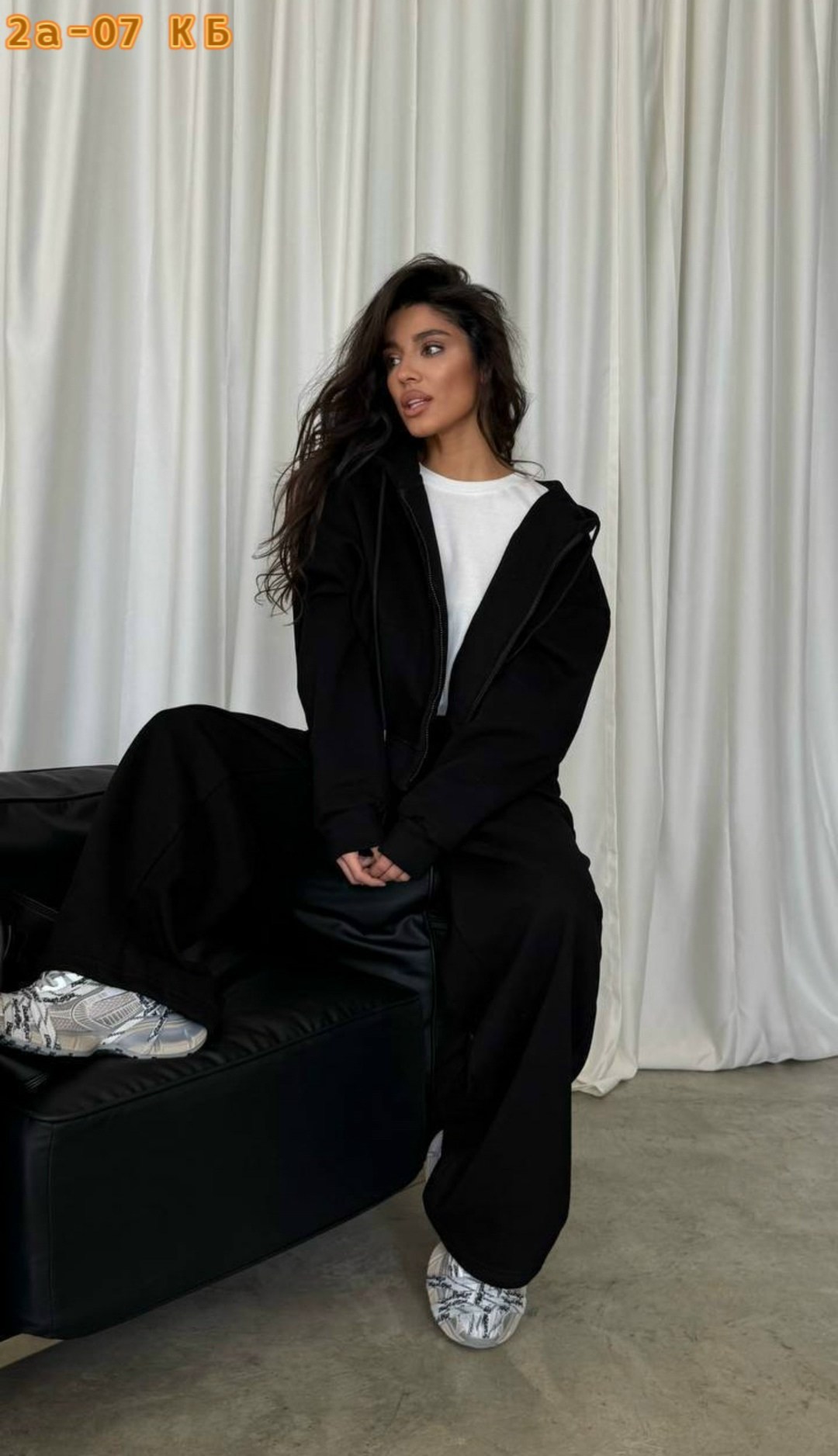 женские спортивные костюмы,костюм женский,спортивный костюм,костюм базовый костюм оверсайз зип худи и штаны палаццо,костюм черный