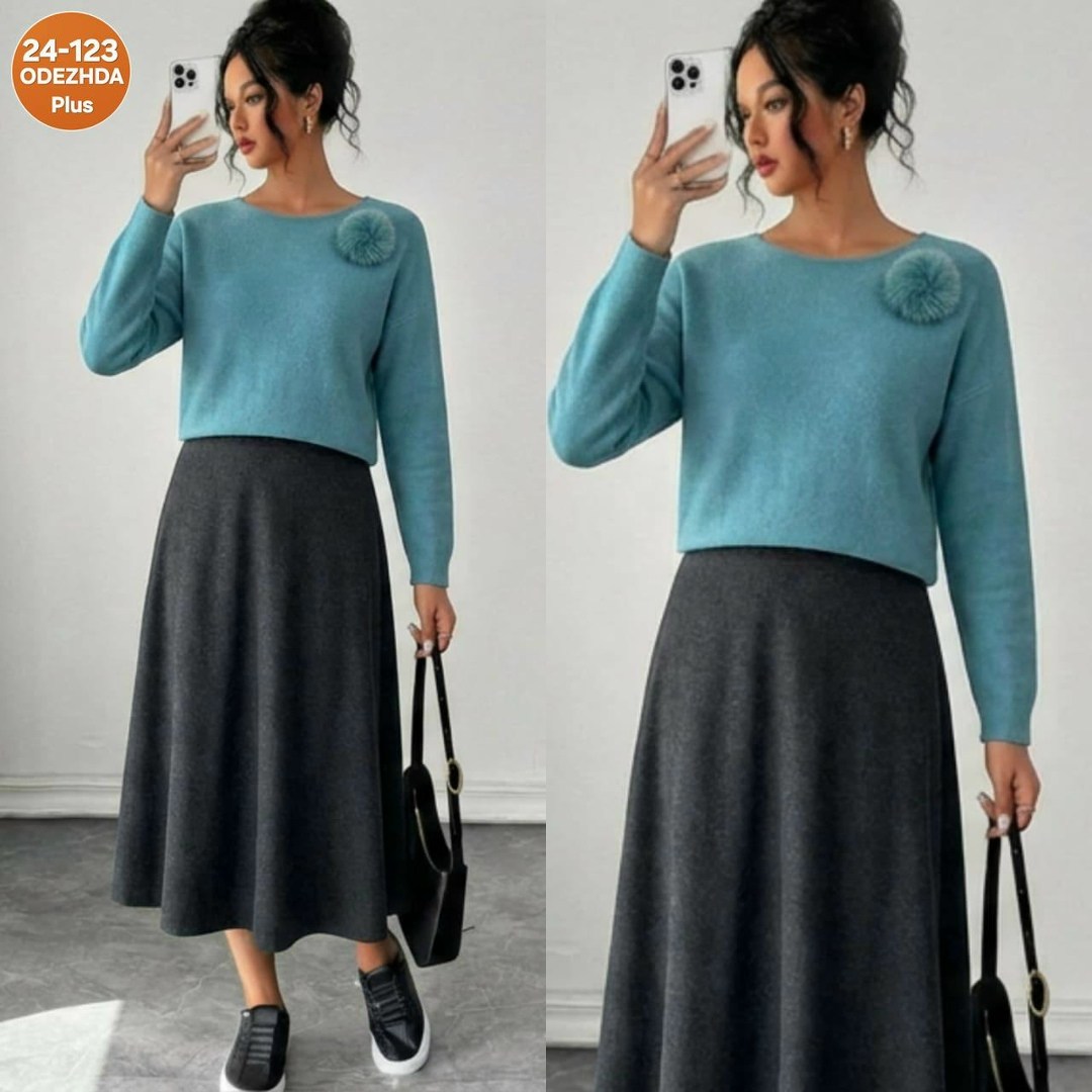 джемпер трикотажный,casual loose solid color crewneck sweater,джемпер,кофта женская,свитер джемпер