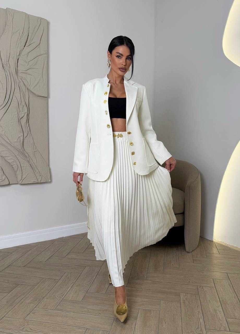 костюм пиджак и юбка плиссе emberens 283050248,костюм с юбкой,юбка плиссе,костюм пиджак с плиссированной юбкой вечерний emberens,костюм с юбкой женский