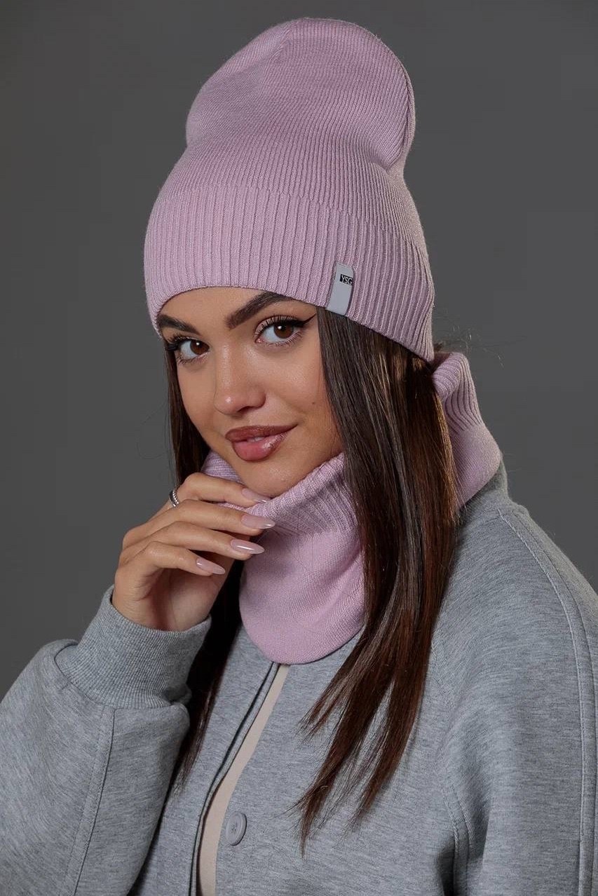 комплект шапки,шапка бини,комплект шапка снуд,шапка,комплект шапка со снуд midora-rus цвет серый