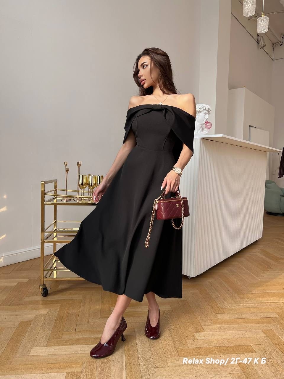 вечернее платье миди с открытыми плечами,платье женская,платье,платье вечернее миди с открытыми плечами vesna dress,платье вечернее миди с открытыми плечами vesna dress цвет черный