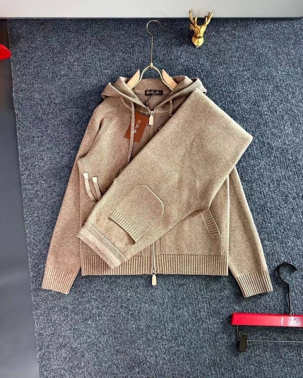 100% кашемировый костюм с капюшоном и длинным рукавом,женский костюм loro piana,кашемировый костюм,костюм loro piana,кофта мужская